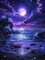 5D Purple Moonlight Beach Diamond Art Kits for Adults,Full Round Drill Diamond Painting Kits for Beginner Full Moon Seaside